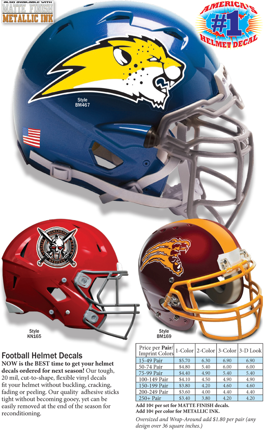 Football Helmet Decals