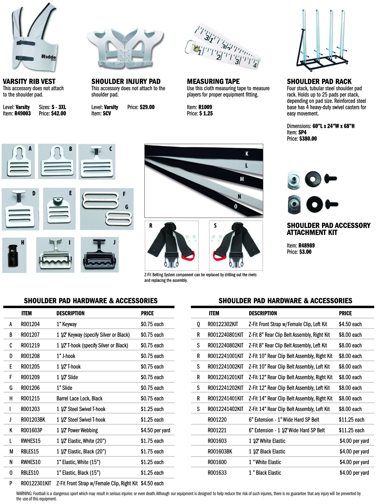 SPPSS Riddell Shoulder Pad Parts & Accessories